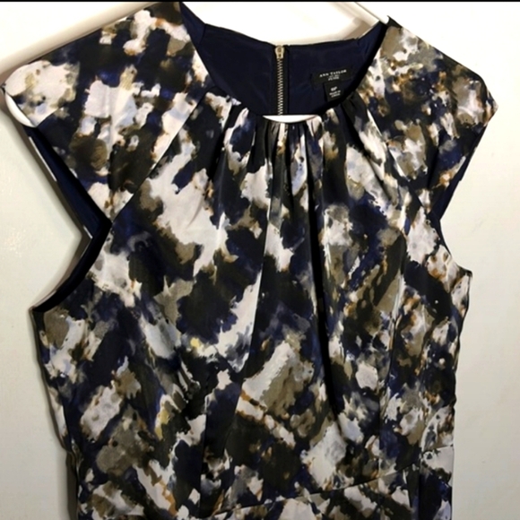 Silky Abstract Water Color Print Cocktail Dress Size 8P Ann Taylor- Party Dress - Picture 2 of 11